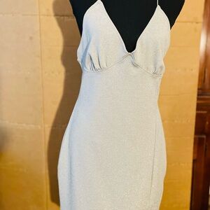 H&M Sleeveless Mini Silver Dress